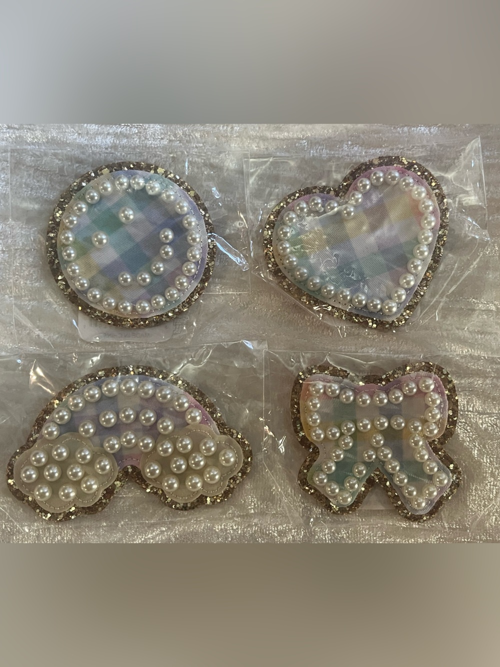 NWT Stoney Clover Lane Gingham Pearl Patches set